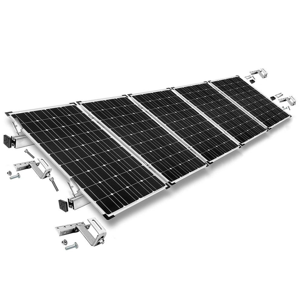 Befestigungskit mit Dachhaken 3-fach verstellbar (für Dachziegel) für Schrägdachmontage 5 Solarpanels Rahmenhöhe 40mm