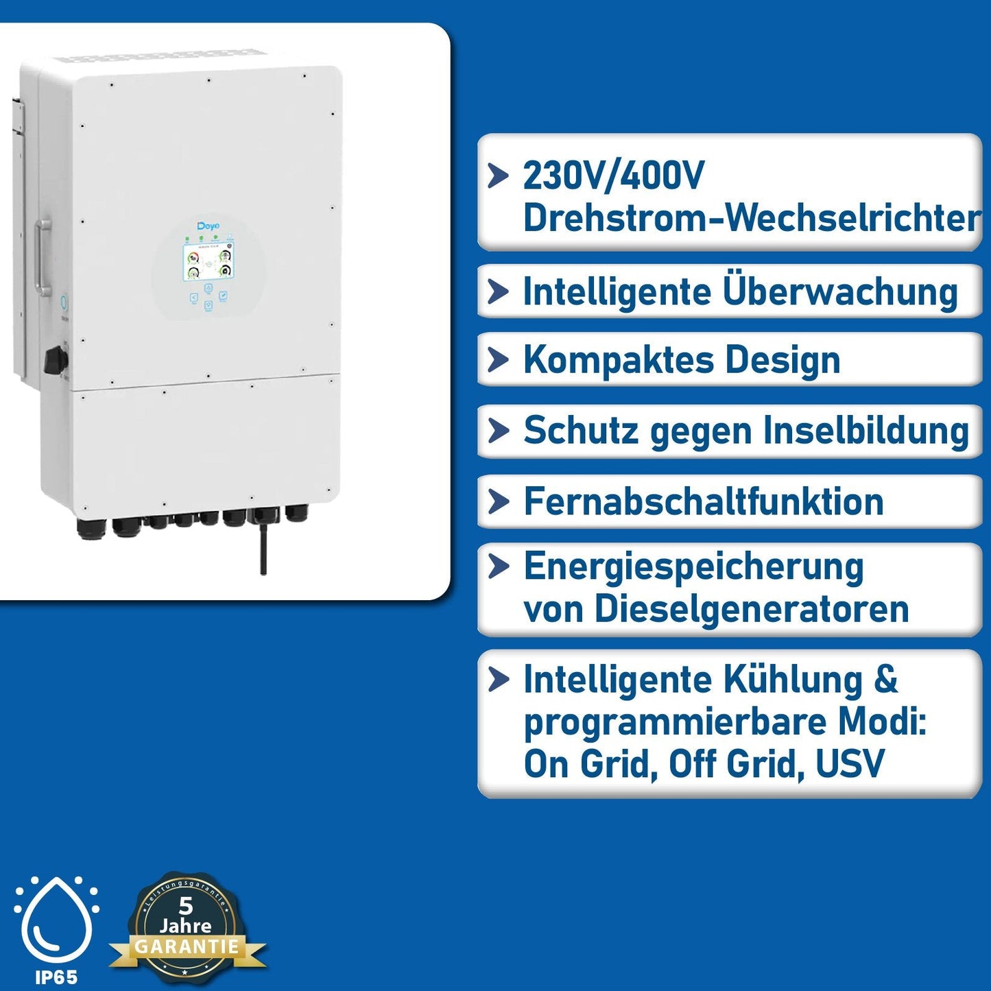 8000W Hybrid - Wechselrichter | Deye SUN - 8K - SG04LP3 - EU | Dreiphasig | 2 MPPT | Photovoltaik | Niederspannungsbatterie - STROMDAO / Corrently