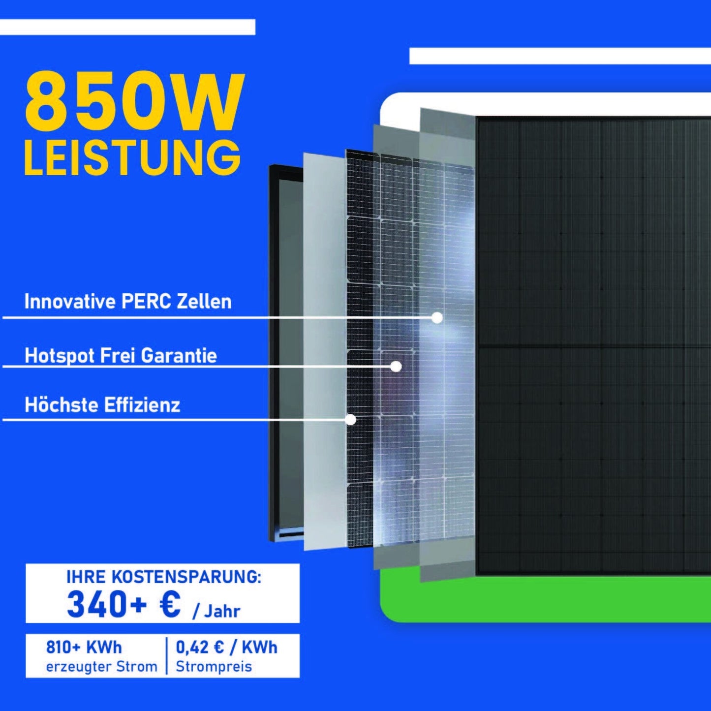 850W Balkonkraftwerk 800W Komplettset Photovoltaik Solaranlage mit Growatt NEO 800W WIFI Wechselrichter Smart Mini PV Anlage - STROMDAO / Corrently