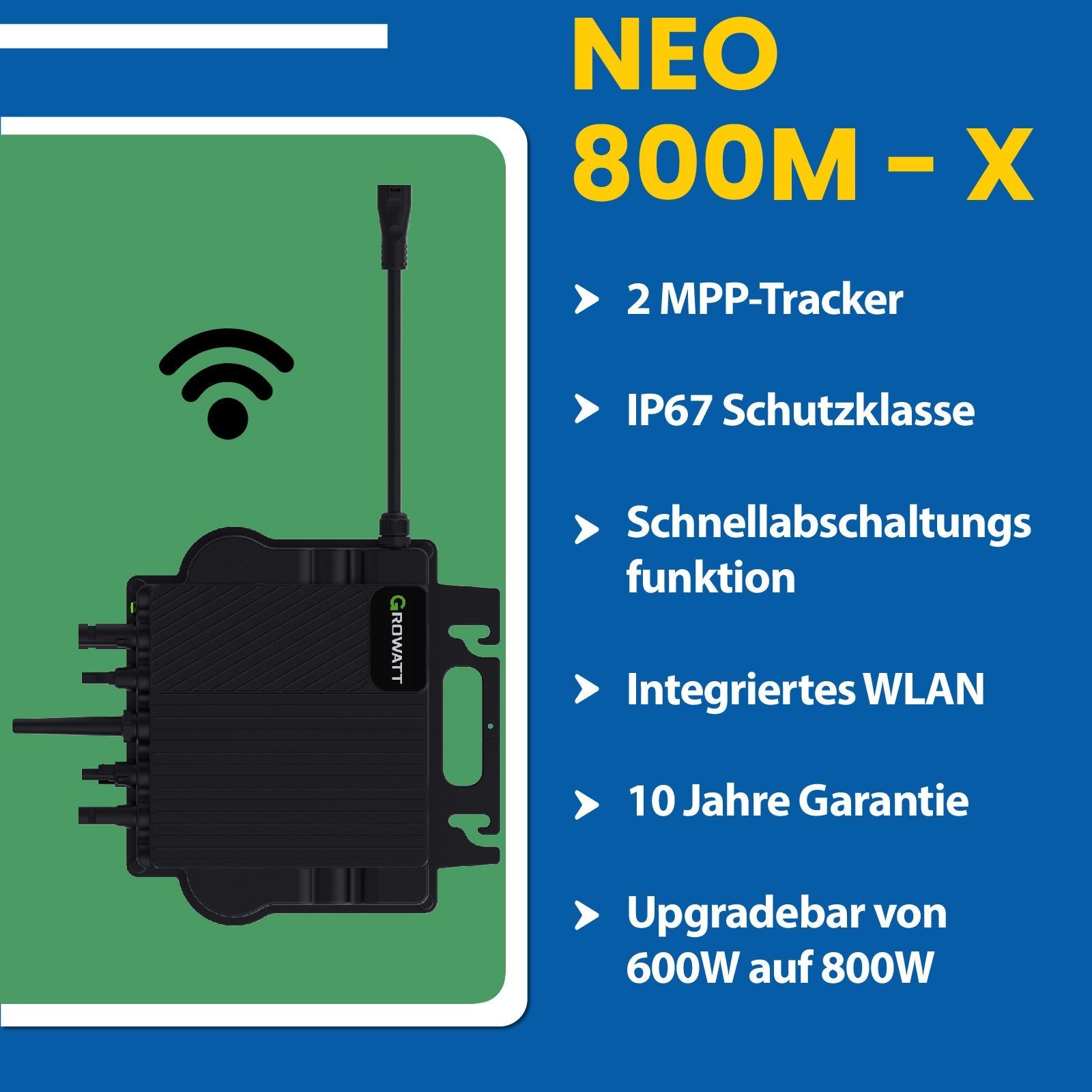 850W Balkonkraftwerk 800W Komplettset Photovoltaik Solaranlage mit Growatt NEO 800W WIFI Wechselrichter Smart Mini PV Anlage - STROMDAO / Corrently