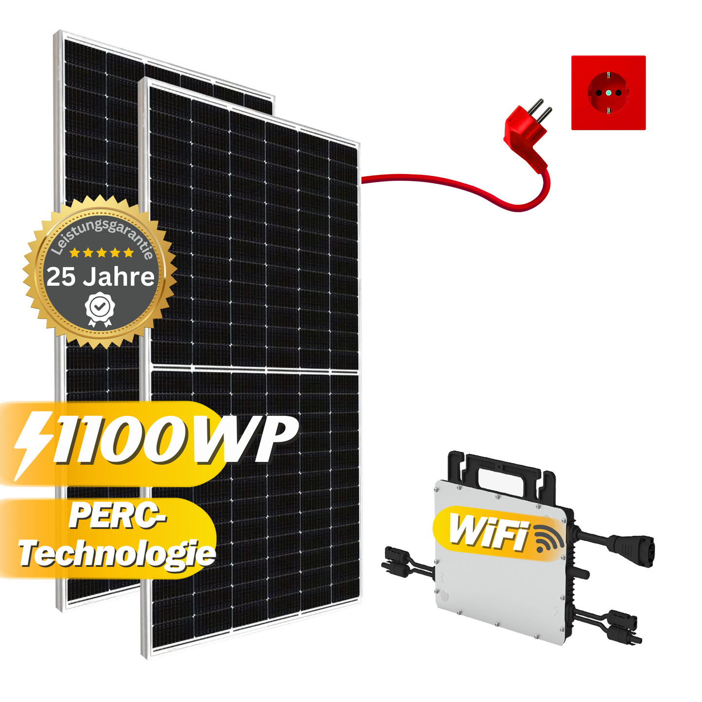 XXL- Balkonkraftwerk 1100Wp / 800W mit Canadian 550Wp und HMS-800W-2T, Mini-Solaranlage, Plug and Play