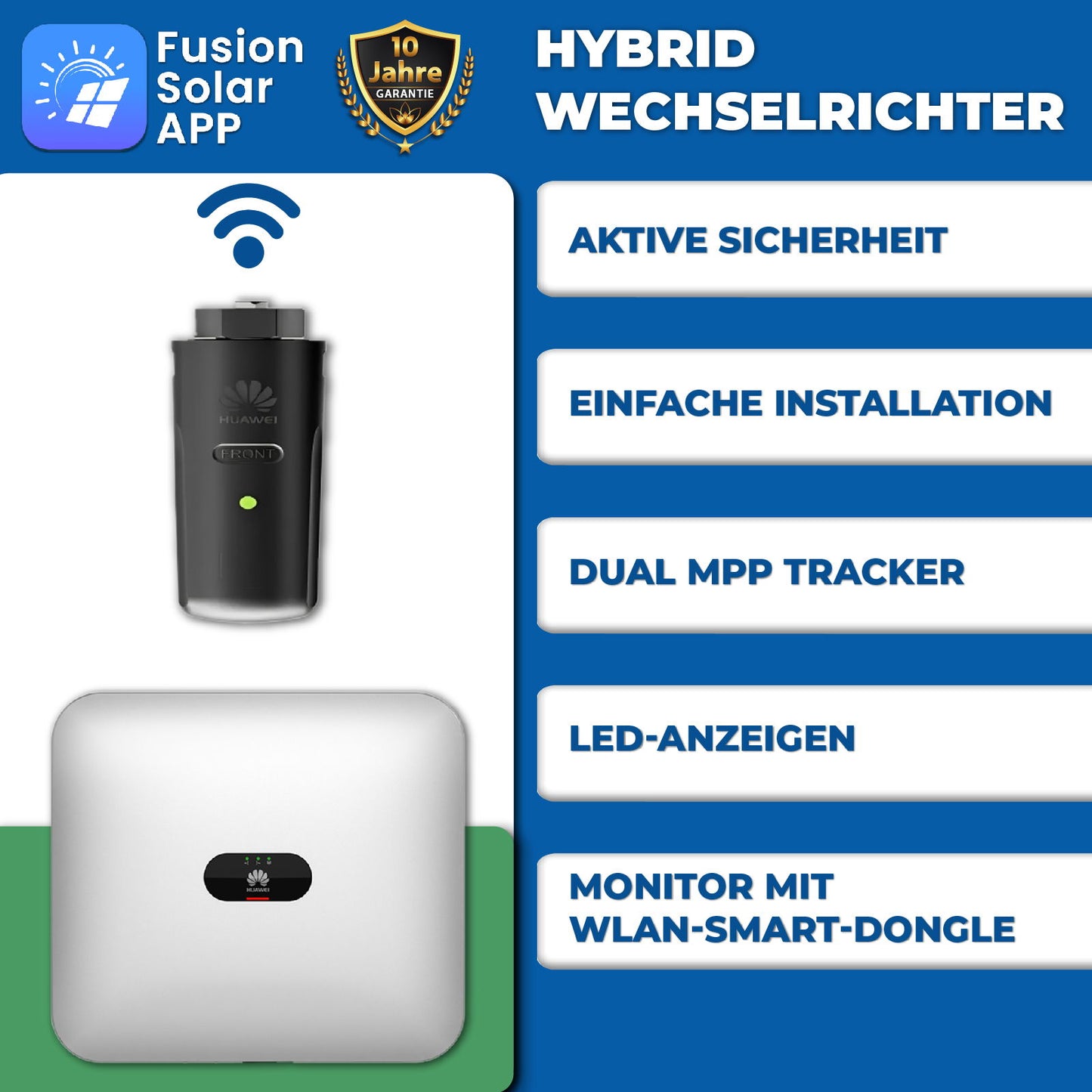 Huawei Wechselrichter 3000W Hybrid Wechselrichter SUN2000-3KTL-M1 3-Phasen inkl. WLAN-FE Dongle