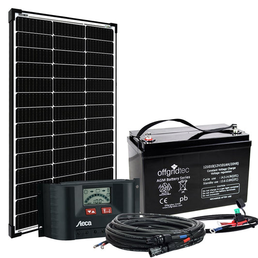 Offgridtec® 100 Watt Solaranlage BIG-L 100W 101Ah 12V Komplettsystem