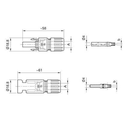 MC4 Stecker Paar - Buchse + Stecker 4-6mm² Typ 4 PV-KBT4/6I