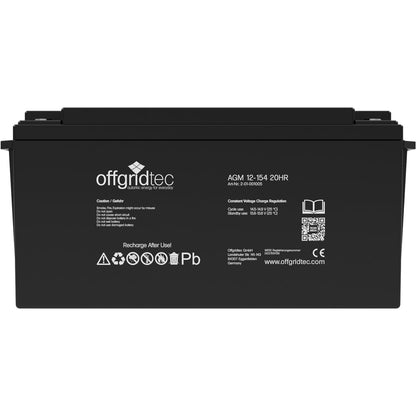 Offgridtec® AGM 154Ah 20HR 12V - Solar Batterie Akku Extrem zyklenfest