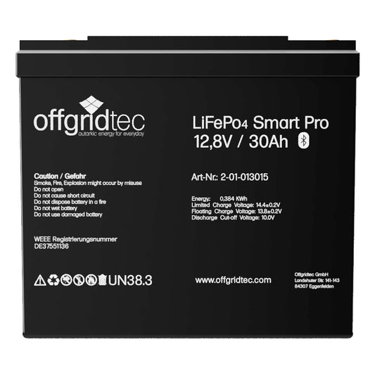 Offgridtec LiFePo4 Smart-Pro 12/30 Akku 12,8V 384Wh Lithium-Batterie