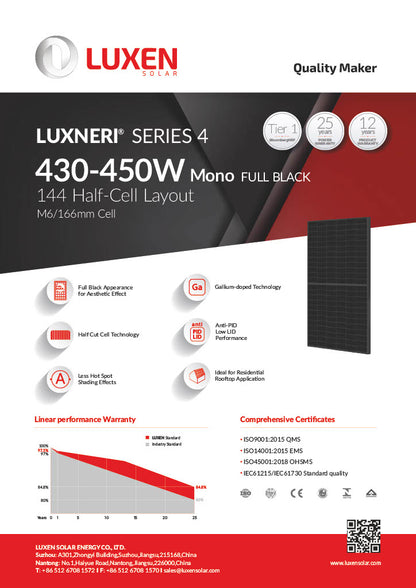 Luxen Solar 450W Full Black Solarmodul LUXPOWER SERIES 4