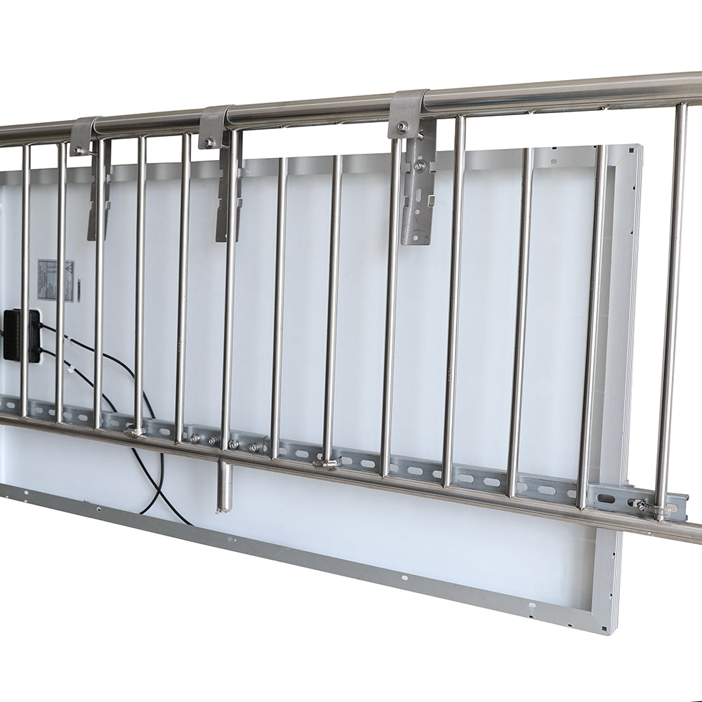 Solar module holder for balcony railing frame height 30-35mm 1800mm module length